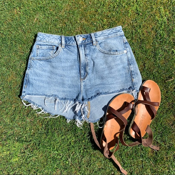 High Waisted Denim Cutoff Shorts - Picture 1 of 5
